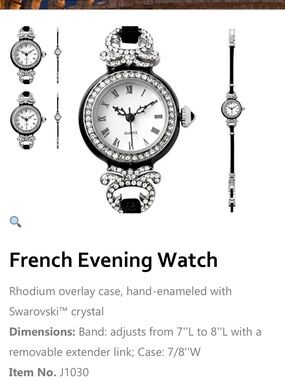 French Evening Watch - hand enameled with swaroski crystals